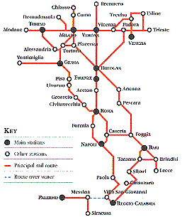 Карта италии с железными дорогами